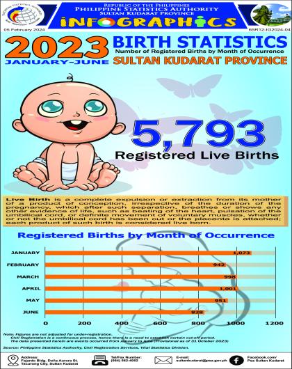 Birth Statistics Sultan Kudarat Province, January to June 2023